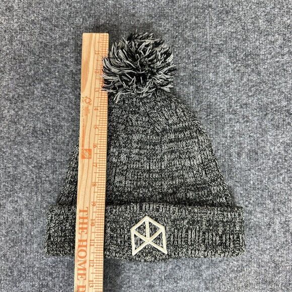 BMFit Beanie Hat Mens OSFA Heathered Grey Pom Pom stretch Casual Adult - Picture 4 of 4